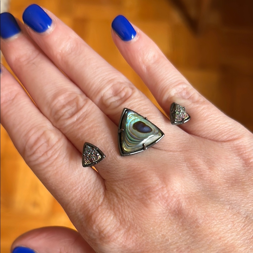 Kendra Scott drusy mother of pearl double ring